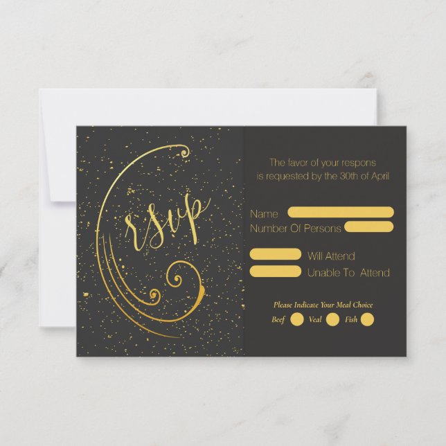 Gold Speckle Wedding  RSVP Card (Front)