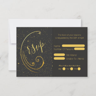 Gold Speckle Wedding RSVP Card