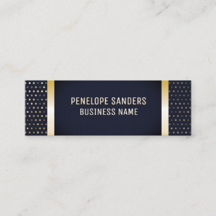 Gold Speckled Pattern   Dark Blue Gold Metal Trim Mini Business Card