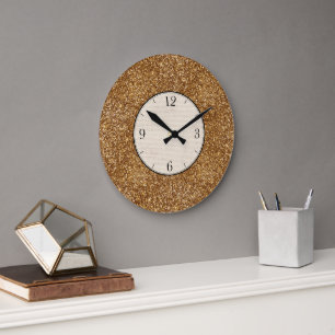 Gold Speckled & Textured Large Clock