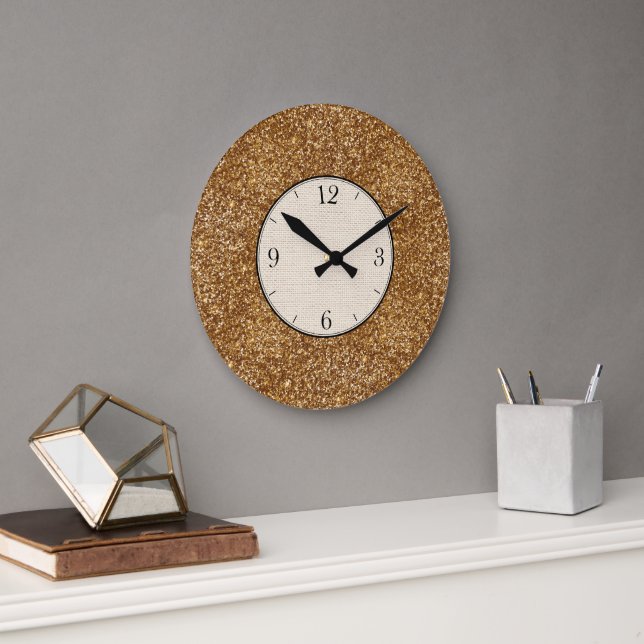 Gold Speckled & Textured Large Clock (Office)