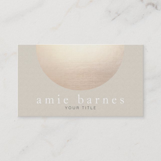 Gold Sphere Elegant Beige Textured Look Background Business Card (Front)