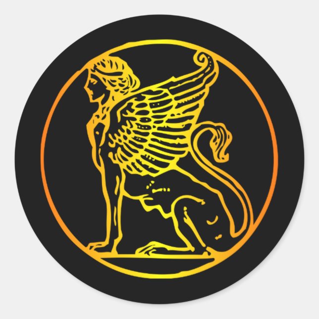 Gold Sphinx Classic Round Sticker (Front)