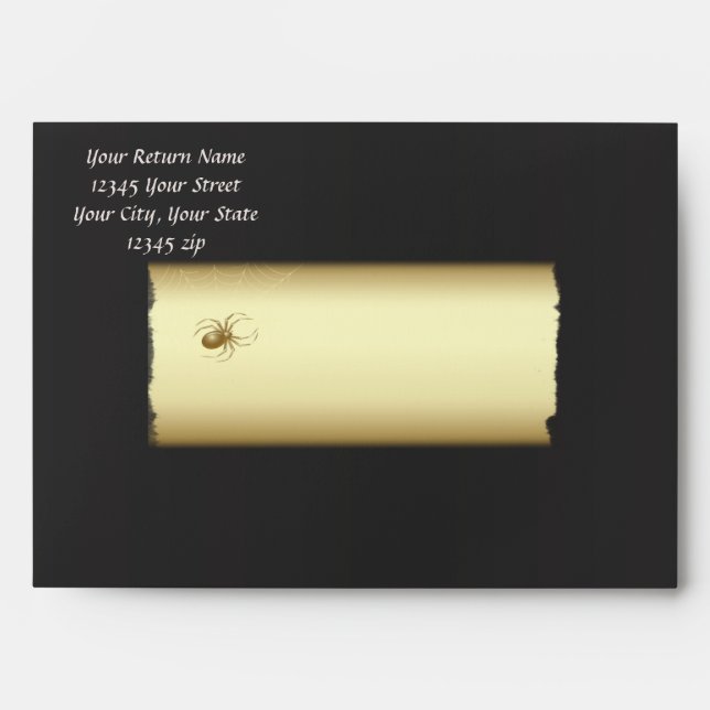 Gold Spider Black Wedding Envelope (Front)