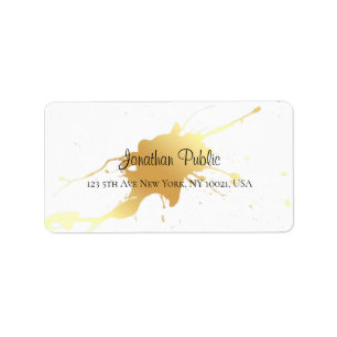 Gold Splash Calligraphy Script Name Elegant Modern Label