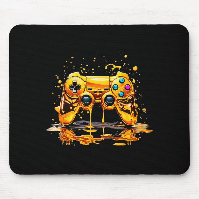 Gold Splash Video Game Controller Golden Gamer Gam Mouse Pad (Front)