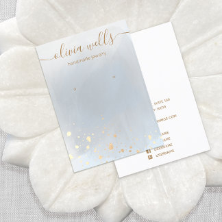 Gold Splatter Grey Watercolor Earring Display Business Card