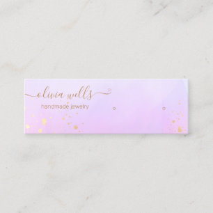 Gold Splatter  Lavender Watercolor Stud Earring  Mini Business Card