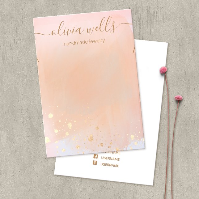 Gold Splatter Terracotta Watercolor Necklace  Business Card (Creator Uploaded)