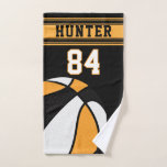 Gold Sport 🏀 Basketball | DIY Text Hand Towel<br><div class="desc">Gold, Black and White Basketball Sport Hand Towel ready for you to personalise. 🥇AN ART DESIGN by Donna Siegrist ONLY AVAILABLE ON ZAZZLE! Need another colour(s) or the whole bath towel set? Just contact me through my store or my direct email is below. The perfect gift for a basketball player....</div>
