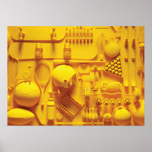 Gold Sports Equipment - Abstract Art - Poster