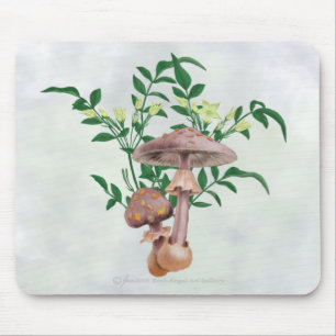 Gold Spotted Mushrooms, Star Flowers Mousepad
