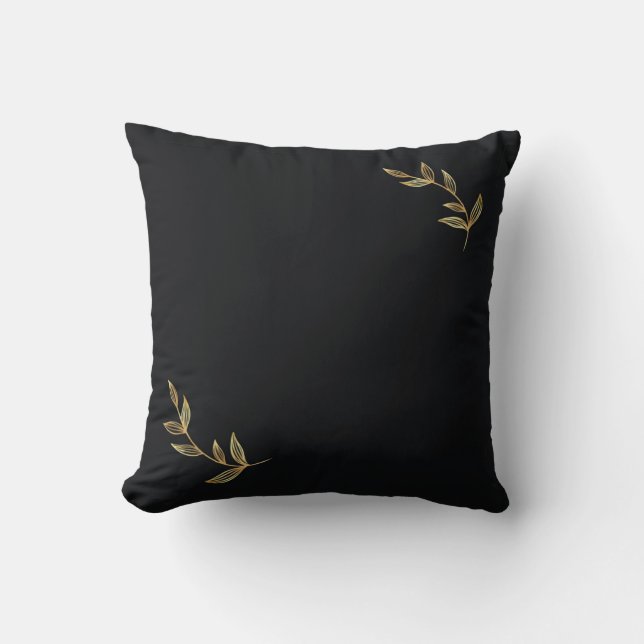 Gold Sprig Reversible Throw Pillow (Front)