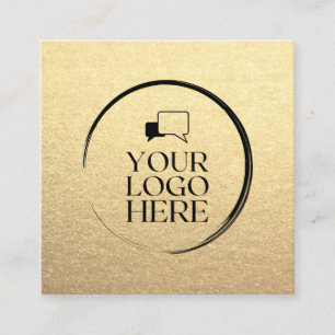 Gold Square add your logo custom chic metallic Business Card