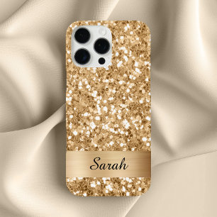 Gold Square Glitter Shimmer Strip Foil iPhone 16 Pro Max Case