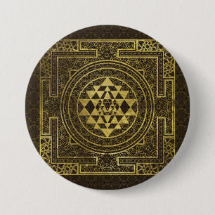Gold Sri Yantra  / Sri Chakra 7.5 Cm Round Badge