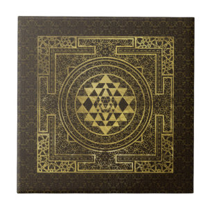 Gold Sri Yantra  / Sri Chakra Ceramic Tile