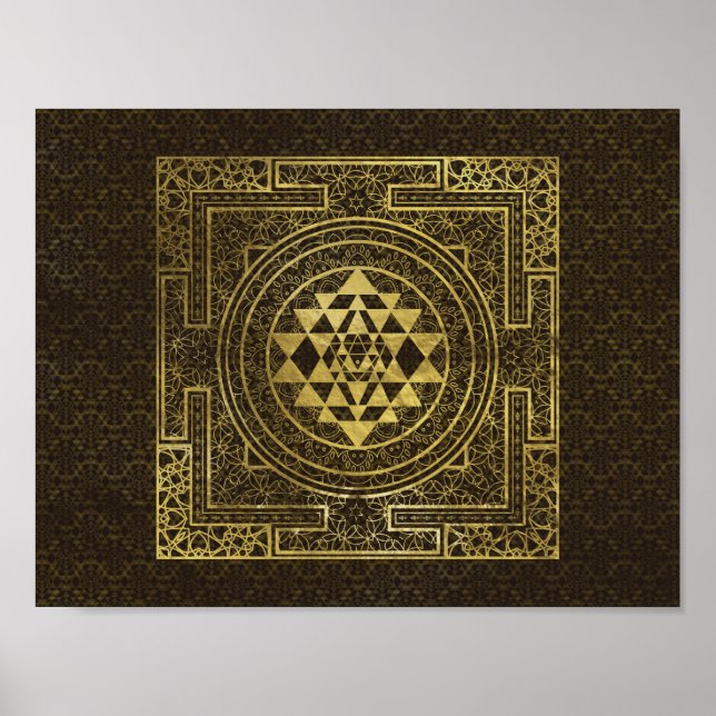 Gold Sri Yantra / Sri Chakra Poster (Front)