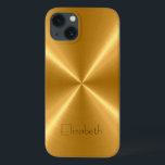 Gold Stainless Steel Metal iPhone 13 Case<br><div class="desc">Gold Stainless Steel Metallic. Please remove / change "Elizabeth" prior to purchase. Design is available on other products.</div>