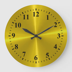 Gold Stainless Steel Metal Look Deco Large Clock