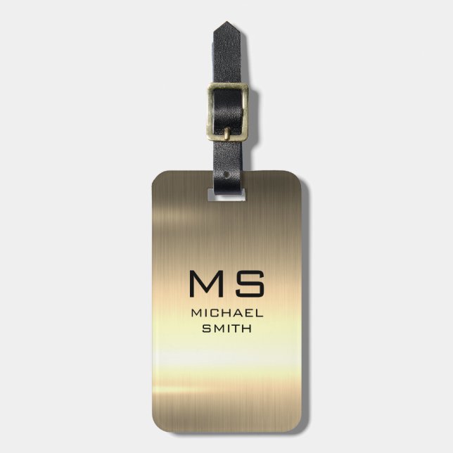 Gold Stainless Steel Metal Luggage Tag (Front Vertical)