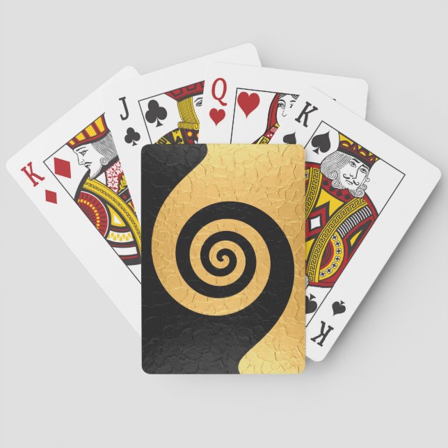 Gold Stainless Steel Metal with Spiral Pattern Playing Cards (Back)