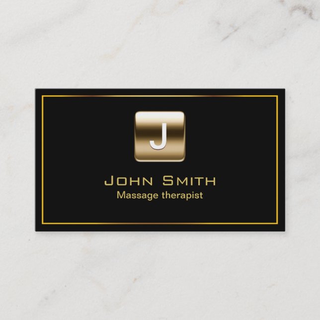Gold Stamp Massage therapist Dark Business Card (Front)
