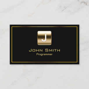 Gold Stamp Programmer Dark Business Card