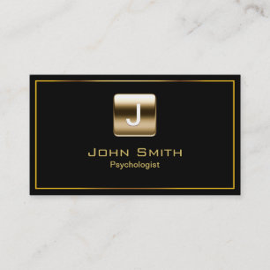 Gold Stamp Psychologist Dark Business Card
