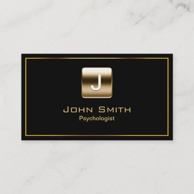 Gold Stamp Psychologist Dark Business Card (Front)