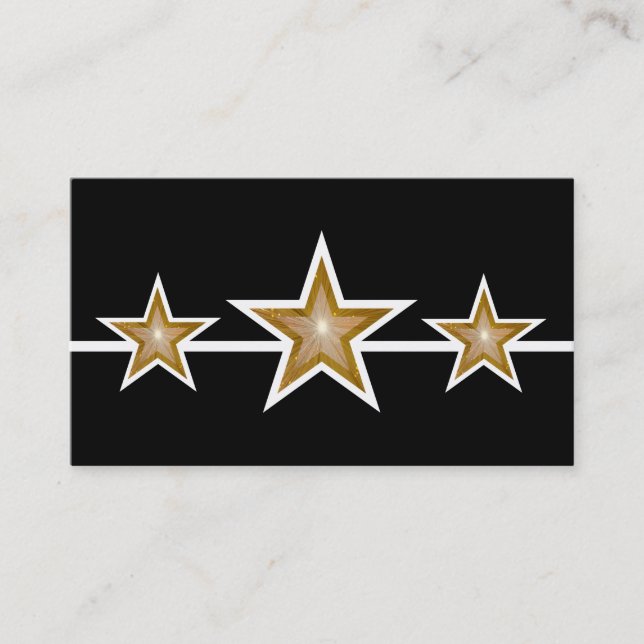 Gold Star 3 stars business card black (Front)