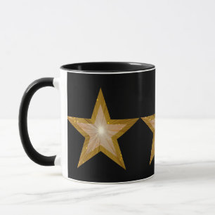 Gold Star 3 stars ringer mug black
