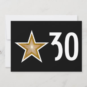 Gold Star 'Age' birthday invitation black