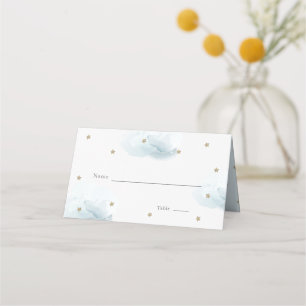 Gold Star & Blue Cloud Baby Shower Place Card