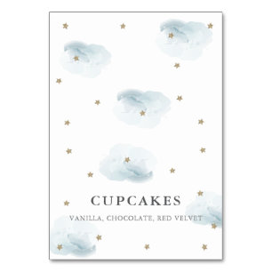 Gold Star & Blue Cloud Baby Shower Place Card