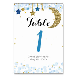 Gold star blue moon Modern Table Number