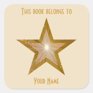 "Gold" Star bookplate sticker cream