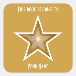 "Gold" Star bookplate sticker yellow