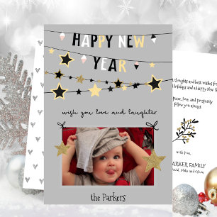 Gold Star Bunting Banner   New Year Photo Holiday Card