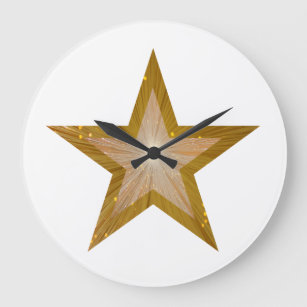 "Gold" Star clock round white