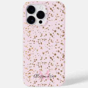 Gold Star Confetti Blush Pink Chic Case-Mate iPhone 14 Pro Max Case
