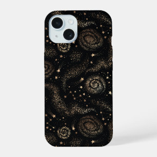 Gold Star Constellation Galaxy Pattern iPhone 15 Case
