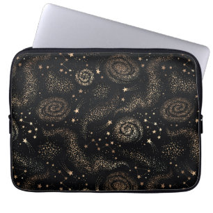 Gold Star Constellation Galaxy Pattern Laptop Sleeve