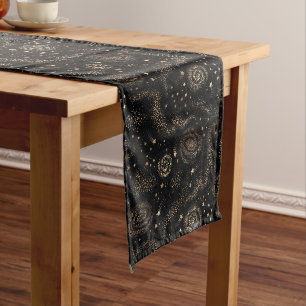 Gold Star Constellation Galaxy Pattern Medium Table Runner