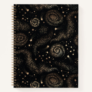Gold Star Constellation Galaxy Pattern Notebook