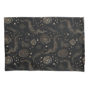 Gold Star Constellation Galaxy Pattern Pillowcase