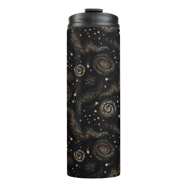 Gold Star Constellation Galaxy Pattern Thermal Tumbler (Front)