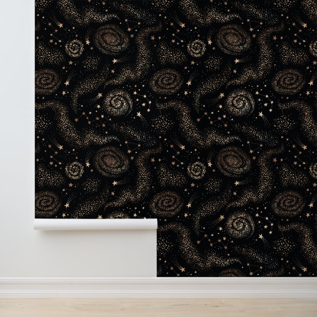 Gold Star Constellation Galaxy Pattern Wallpaper (Application)