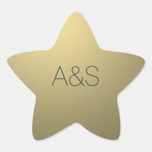 Gold Star Corporate Business Holiday Monogram Sticker