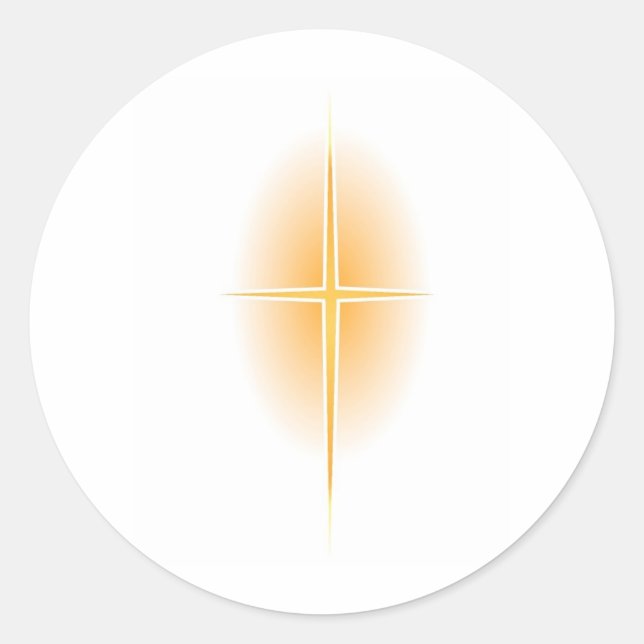Gold Star Cross with Glow Classic Round Sticker (Front)